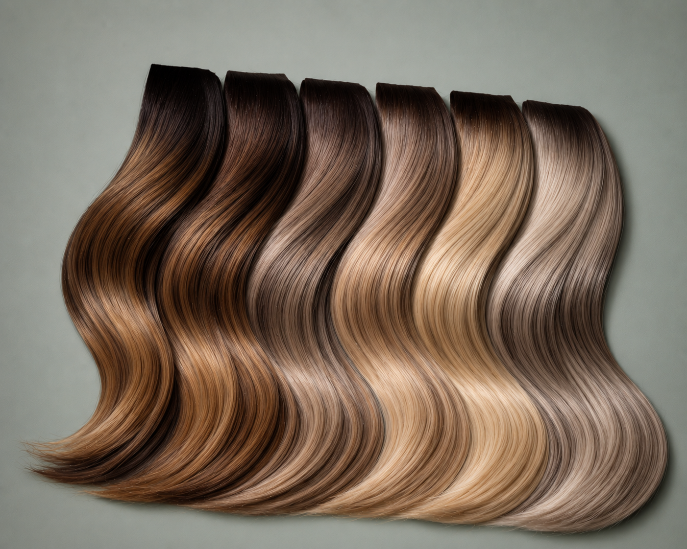 Queen's Soul balayage Remy human hair extensions transitioning from cool brunette roots to ash and icy blonde ends