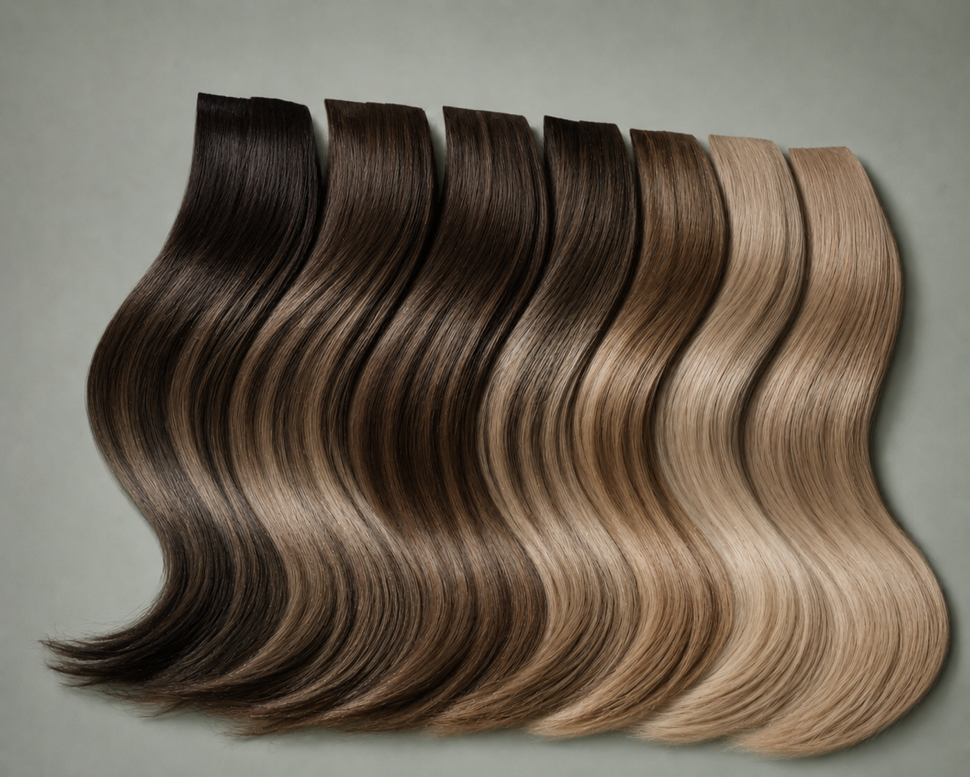 Queen's Soul blended Remy human hair extensions in brunette, bronde, caramel blonde and white-gold shades