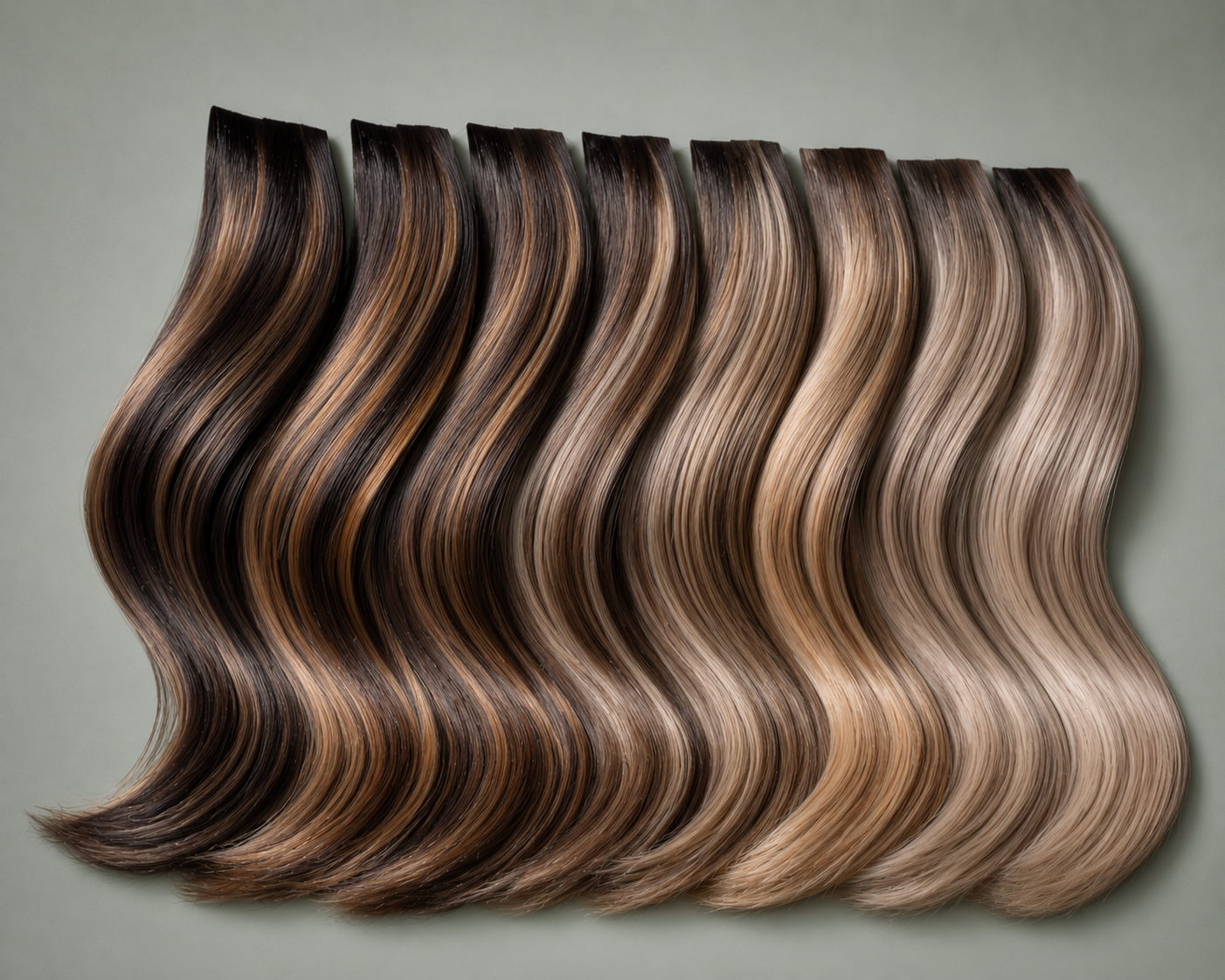 Queen's Soul highlighted Remy human hair extensions in brunette, golden blonde and champagne blonde shades