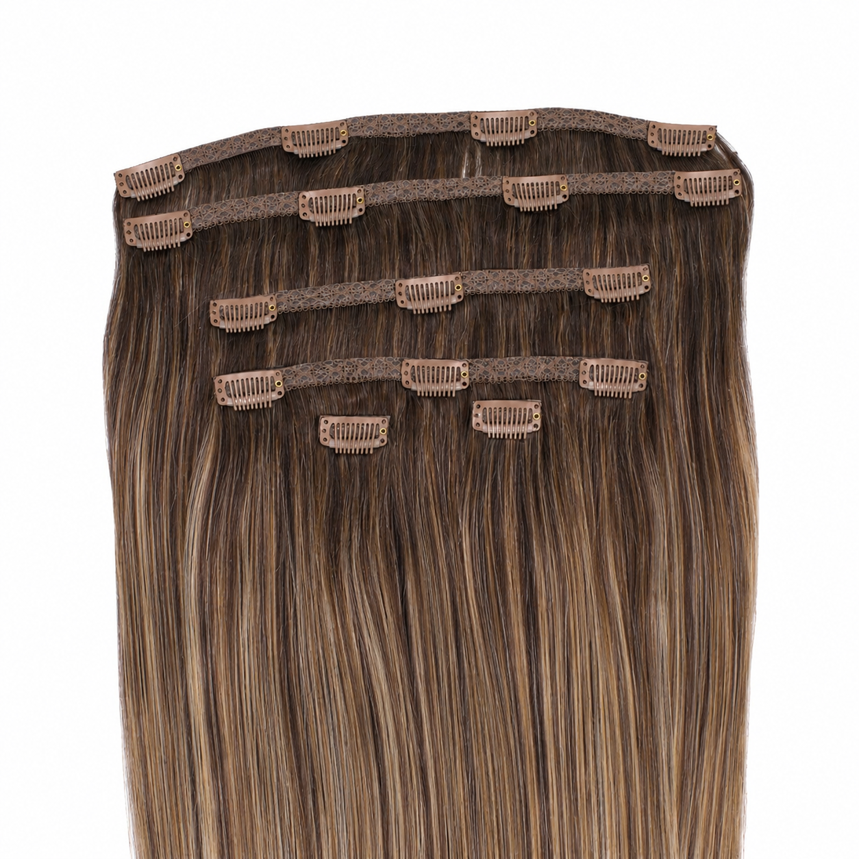 CLIP-IN HAIR EXTENSIONS, COCOA-TO-TOFFEE ROOT #1C/18/46