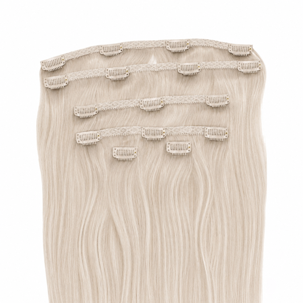 CLIP-IN HAIR EXTENSIONS, FROSTED CHAMPAGNE #60
