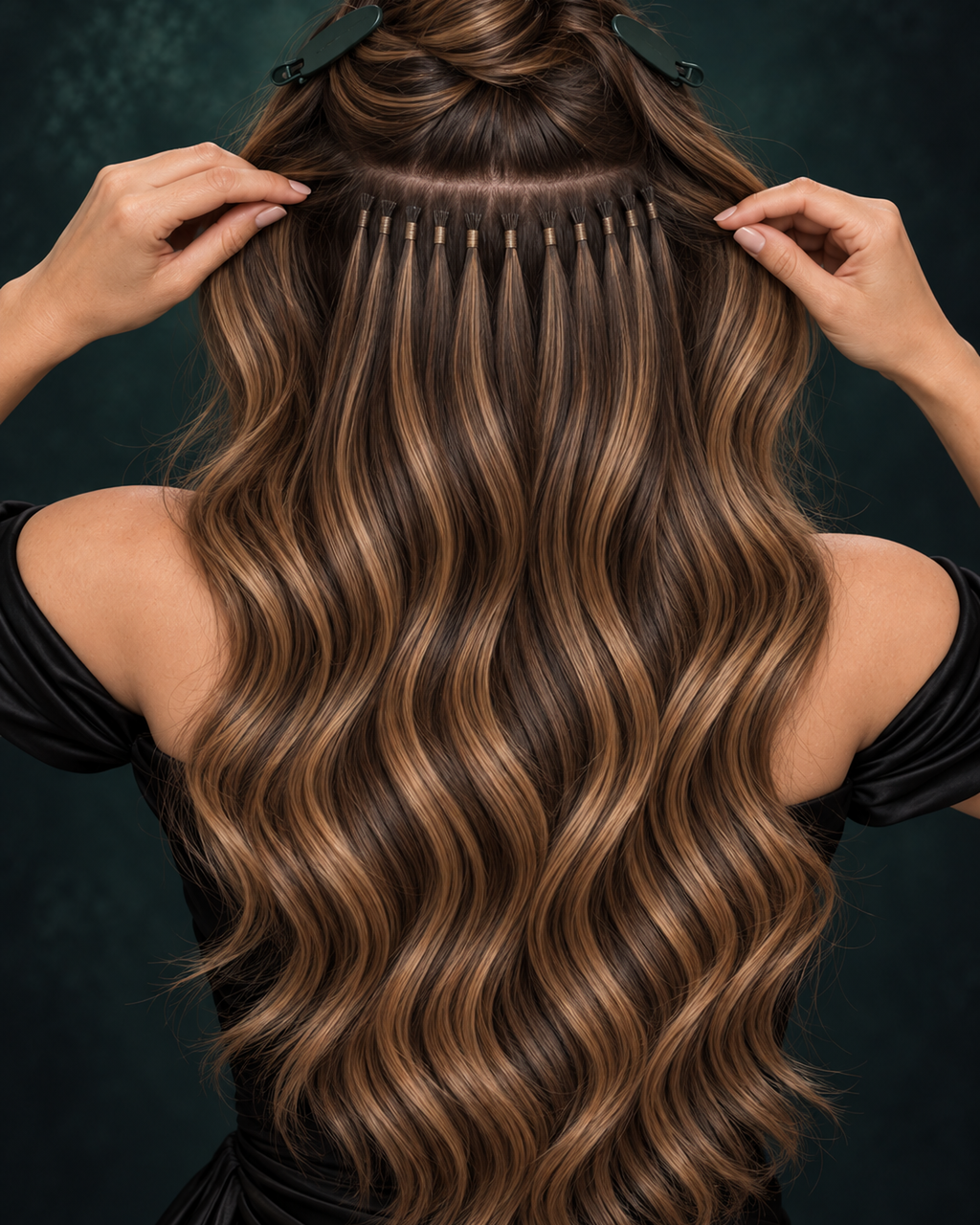I-TIPS HAIR EXTENSIONS, COCOA-TO-TOFFEE ROOT #1C/18/46