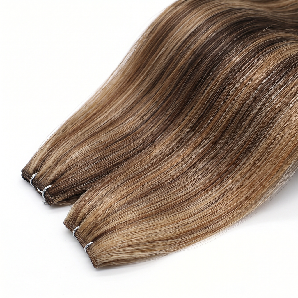 GENIUS WEFT HAIR EXTENSIONS, COCOA-TO-TOFFEE ROOT #1C/18/46