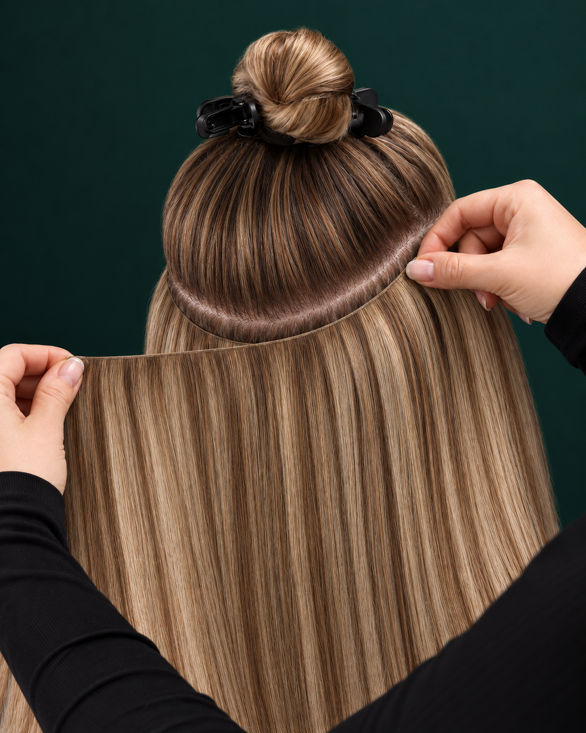 GENIUS WEFT HAIR EXTENSIONS, COCOA-TO-TOFFEE ROOT #1C/18/46